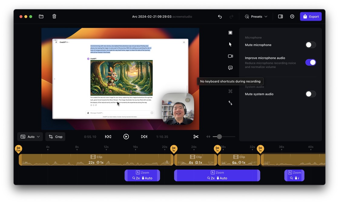 Screen Studio macOS 录屏软件界面